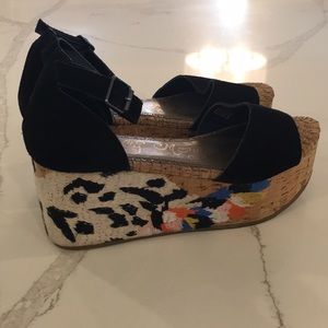 Black suede wedges